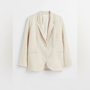 H&M+ Linen-blend Jacket Size 4XL NWT Minimalist Neutral Preppy Travel